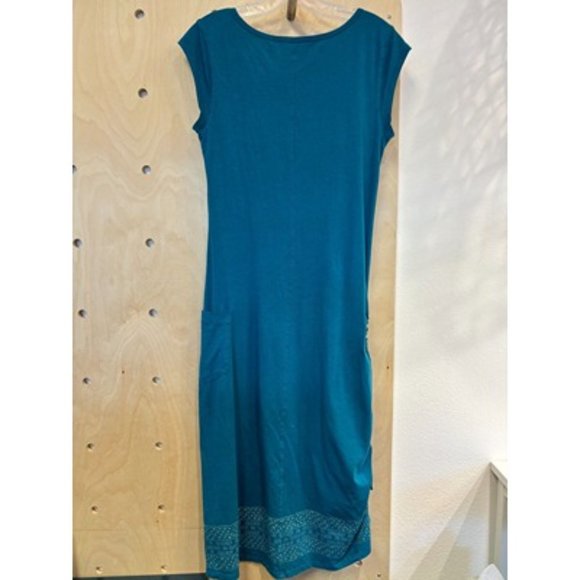 Toad & CO Womens Blue Cap Sleeve v Neck Ribbed Midi Maxi Dress Size Small - Picture 2 of 7